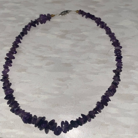 Vintage Crystal Amethyst Chip Necklace - Picture 3 of 5